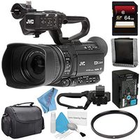 JVC GY-HM250 GY-HM250U UHD 4K Streaming Camcorder + 64GB SDXC Card + 62mm UV Filter + Memory Card Wallet + Carrying Case + Deluxe Cleaning Kit + Fibercloth Bundle