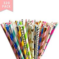 Biodegradable Paper Straws Eco-Friendly Paper Drinking Straws for Party Supplies, Birthday, Wedding, Anniversary, Decorations and Holiday Celebrations (Multi Colors, 320 Pack)