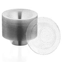 50 Disposable Silver Glitter Plastic Dessert Bowls | SMALL 6 oz. Premium Heavy Duty Disposable Dinnerware | Safe & Reusable and Great for Parties (50-Pack) by Bloomingoods