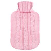 TRIXES Knitted Cover for Hot Water Bottle - Pink Knitted Insulator - Cover only (Hot Water Bottle not Included)