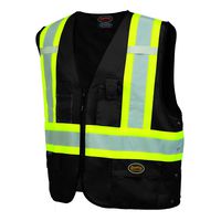 Pioneer Safety Vest for Men - Hi Vis Reflective Solid Neon, 8 Pockets, Zipper, Adjustable for Construction, Traffic, Survey Work - Multiple Colors