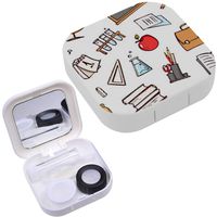 Portable Contact Lens Case Box Travel Kit Mirror + Bottle + Tweezers Container Holder [ School Supplies ]