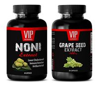antioxidant Essentials - NONI – Grape Seed Extract Combo - Grape Seed Powder org - 2 Bottles (60+60 Capsules)