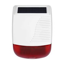 ASHATA Solar Alarm Siren, 433MHz Wireless Outdoor Waterproof Solar Power Light Sound Siren Alarm with Flashing Lights for GSM Alarm System,Loud Wireless Flashing Strobe Siren for Home