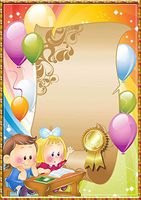 NEW Boy & Girl With Balloons & Award Letterhead Stationery Paper 26 Sheets