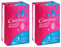 Carefree Acti-Fresh Unscented Thin To Go Body Shape Pantiliners, 60 ct (Pack of 2)