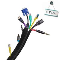 TEKCAM Cable Management Sleeve Flexible Cable Sleeve Wrap Cover Organizer with Zipper & Buckle for TV Audio Computer Home Entertainment (4 Pack)