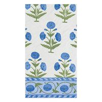 Caspari Indian Poppy Paper Guest Towel Napkins in Blue - Two Packs of 15