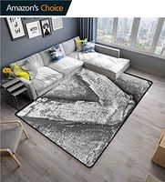 Letter V Humorous Area Rug Kitchen, Cracked Rusty Featured Vintage V Letter with Grunge Effects Original Alphabet Design, Durable Carpet Area rug - Living Dinning Room Bedroom Rugs and Carpets Grey