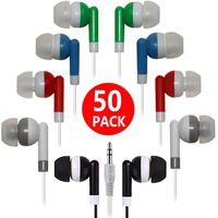 Bulk Earbuds 50 Pack Multi Colored for Classroom,HONGZAN Wholesale Earbuds Headphones Earphones for Kids,Individually Bagged,Perfect for Students,Schools,Hospitals,Hotels,Library,Museums