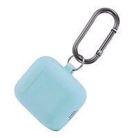 Eve.Ruan Summer Color Simple Soft Silicone Case, Anti-Lost Protective Cover Skin Case for AirPods 1/2, Shock Absorbing Design&Charging Hole Design&Metal Buckle, Suit for Hiking/Running (Light Blue)
