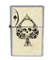 Helo Ace of Spades Skull Flip Top Oil Cigarette Lighter