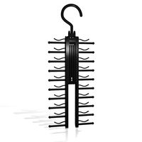 HuntGold Black Tie Rack Belt Rack Hanger 20 Clips Non Slip Necktie Closet Organizer Cross Design Durable ABS Pack of 1 for Ties