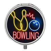 Drug Box, Pill Case Travel, DOTOTER 3 Compartment Mini Sized Pill Case for Travel Purse Pocket with Mirror Customization Available-Bowling