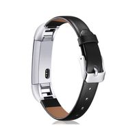 Black Leather Strap for Fitbit Alta HR, Genuine Leather Replacement Wrist Band by MIADEAL