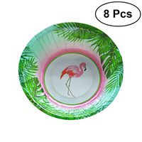 BESTOYARD 8Pcs Disposable Paper Bowls Flamingo Paper Tableware Dinnerware Party Supplies