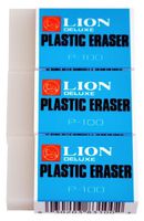 Lion Translucent White Plastic Erasers, 3 EA/Pack, 1 Pack (P-100P) by LION