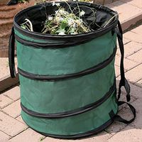 Jkhome Garden Pop Up Bag, Canvas Reusable Yard Waste Bag, Garden Lawn Trash Leaf Bag, Collapsible Canvas Bucket Container (40 Gal) (Dark Green, 40 Gal)