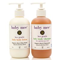 Mee Beauty Baby Shampoo and Baby Lotion Set - Gently Cleanse and Moisturize Your Baby with Organic Aloe, Chamomile, Shea Butter, Honey. - No Tear Formula Body Wash and Lotion for Dry Skin - Gift Set