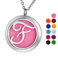 VALYRIA Monogram O Aromatherapy Essential Oil Diffuser Necklace Stainless Steel Letter Locket Pendant with Personalized Engraving