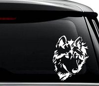 Wolf Head Animal Decal Sticker For Use On Laptop, Helmet, Car, Truck, Motorcycle, Windows, Bumper, Wall, and Decor Size- [8 inch] / [20 cm] Tall / Color- Matte White