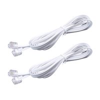 White 15-Feet Telephone Extension Cord Cable Male to Male RJ11 6P2C Pin Plug Line Wire Landline Telephone Phone Fax Modem (2 of Pack)