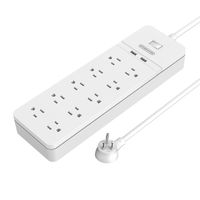 NTONPOWER 10-Outlet Power Strip with 2 USB Ports Overload Switch Multi Plug Surge Protector with 5ft Heavy-Duty Extension Cord Right Angle Plug for TV Home Theater Computer Projector Microwave - White
