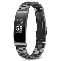 Banband Compatible with Fitbit Inspire Bands, Stainless Steel Metal Wristband Replacement Bracelet Strap Accessories for Fitbit Inspire HR Fitness Tracker (Black)