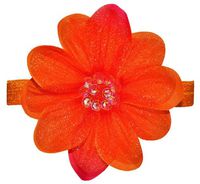 Bow Allure"Sarasota" Orange Sequin Organza Flower Elastic Headband for Toddlers and GirlsNew - Retail Packaging