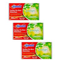 Diamond Strike on Box Greenlight Matches, 300 Count (Pack of 3)