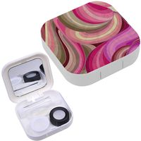 Portable Contact Lens Case Box Travel Kit Mirror + Bottle + Tweezers Container Holder [ Geometric Wave ]