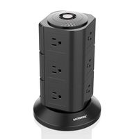 SAFEMORE Power Strip Tower 12 Outlets Surge Protector Electric Extension Cords Multiple Outlets Plug with 3 Prong Long Power Cord 6.5ft/2M 110V Outlet Tower Charging Station for PC Laptops Phone-Black