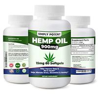 900mg Hemp Oil Capsule for Pain Relief, Hemp Oil Softgel, Hemp Oil Capsule from Colorado Grown Hemp for Stress & Anxiety Relief, Healthy Sleep, Mood & Brain Health (15mg 60 Softgels)