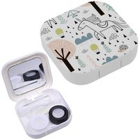 Portable Contact Lens Case Box Travel Kit Mirror + Bottle + Tweezers Container Holder [ Childish Fairy Unicorn ]