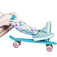 Fashion Compression Socks Women Pain Relief Calf Leg Support Mild Fun Performance Dress Socks WXXM 2 Pairs Purple White