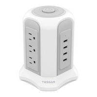 Power Strip Tower, TESSAN Surge Protector with 9 AC Outlets and 4 USB Ports, Switch Control Electric Outlets Desktop Power Strip Charging Station with 6 Feet Extension Cord for Office and Home