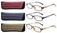 Eyekepper Readers 3 Pack of Womens Reading Glasses with Beautiful Pattern and Soft Case for Ladies +0.50
