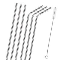 WARMBUY 8-3/5 Inch Stainless Steel Reusable Drinking Straws for Smoothie, Cleaning Brush Included