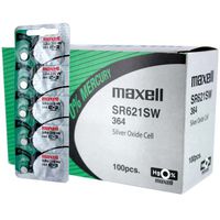 100 pcs Maxell SR621SW SR60 SG1 364 Silver Oxide Watch Battery
