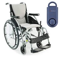 Karman S-Ergo 115 Ultra Lightweight Ergonomic Wheelchair | Seat Size 18" X 17" | Swing Away Footrest | Quick Rrelease Wheels in Silver & Free 130 dB Matte Blue Personal Safety Alarm/Siren!