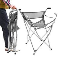 Freshore Walking Stick Chair Seat - Folding Camping Cane Portable Stool Heavy Duty Aids for Seniors (L Size Grey)