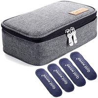 Insulin Travel Cooler Bag, Diabetic Organizer Medical case with ice Pack - Travel Kits Medical Cooler Epipen Case Portable and Reusable Grey (Medium)