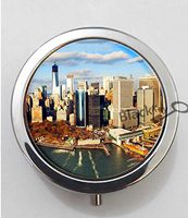 BlackKey Manhattan Places New York City Scenery 3-Compartment Decorative Pocket Gift Box Case Organizer for Pill, Color 1 -244