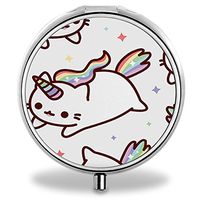 IMLONE Pill Organizer, Customized Young Unicorn Pill Boxes with 3 Components and Mirror for Travelling and Daily Needs
