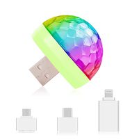 USB Mini Disco Lights, Party Lights Magic Disco Ball Light, Sound Activated Colorful Strobe LED Lights with 3 Plugs for KTV Club DJ Stage Atmosphere Christmas Family Party Interior Car Lights (Green)