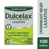 Dulcolax Laxative Tablets, 100 Count, Gentle, Reliable Overnight Relief from Constipation, Hard, Dry, Painful Stools, and Irregular Bowel Movements, Stimulates Bowel to Encourage Movement