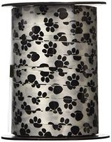 Black and White Paw Print Curling Ribbon