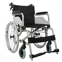 HSRG Manual Folding Medical Transport Wheelchair with Handbrakes, Lightweight Aluminum Handicap Manual Wheelchair Transfer Seat