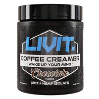 LIVIT Coffee Creamer, Non-Dairy, MCT Oil, Organic Hemp Extract, Keto Friendly, No Sugar, Support Focus and Memory, Reishi, BACOPA, Alpha GPC, GABA, Chocolate, 20 Servings