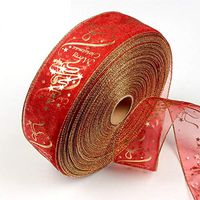 Wired Christmas Ribbon, Organza Glitter Wired Ribbon Christmas Tree Decoration Wrapping, Birthday, Wedding, Party Ornaments 2.2Y/2M (Red)